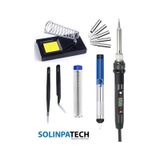 80W LCD Ekranlı Isı Ayarlı Kalem Havya 5 Yedek Uç Lehim Stand Pompa Cımbız Seti