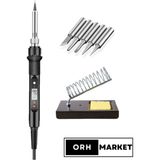 80W LCD Lehim Havya Seti – Sıcaklık Ayarlı, Seramik Rezistörlü + Metal Stand ve 5 Uç Dahil