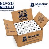 80X20 Termal Pos Rulosu 100 Adet Yazarkasa Fiş Kağıdı Solmazlar Online - -- - Belirtilmemiş