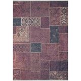 80x300 cm Bielawa Kırmızı Yama İşi Yün El Dokuma Modern Geometrik Etnik Eskitme Desenli Boho Oturma Odası Salon Yolluk Koridor Mutfak Halısı