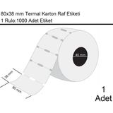 80x38 mm Karton Termal Raf Reyon Etiketi 1000'li Sarım 1 Rulo Etiket