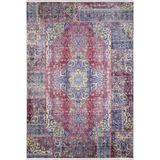 80x400 cm Guarda Kırmızı Madalyon Yün El Dokuma Modern Geometrik Etnik Eskitme Desenli Boho Oturma Odası Salon Yolluk Koridor Mutfak Halısı