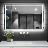 80X60Cm Beyaz Ledli Dekoratif Banyo Aynası Kumlamalı Duvar Aynası