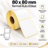 80X80 mm Rulo Ribonsuz Termal Barkod Etiketi 40 mm Masura 500 Sarım
