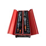 81 Parça Profesyonel Katlanabilir Metal Sandık Alet Takımı – 5 Gözlü Çanta, 1/2" & 1/4" Cırcır Lokma Seti, Kombine Anahtarlar, Pense Seti, Usta ve Ev Kullanımı İçin Tamir Çantası