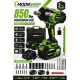 850 Nm Profesyonel Şarjlı Darbeli Somun Sıkma Makinesi | Brushless Motor | 2 Akü | Taşıma Çantalı Mn