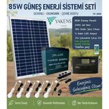 85W Hazır Solar Paketi Güneş Paneli Enerji Sistem 24Ah Jel Akü + 10A Şarj Kontrol Cihazı + 5 Led Ampul + 3'Lü Çakmaklık Çıkışı | Taşınabilir Telefon Şarjlı Hazır Solar Aydınlatma Paketi