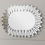 85X120 Oval Ahşap Ayna Gümüş