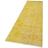 85x293 cm Geometrik Halı Sarı Geometrik Yün El Dokuma Modern Geometrik Etnik Eskitme Desenli Boho Oturma Odası Salon Yolluk Koridor Mutfak Halısı