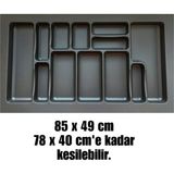 85x49 cm_Antrasit mikro kabartma desenli çekmece içi kaşıklık, ücretsiz kesim - 85 x 49 cm