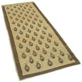 88x215 cm Taşpınar Bej Klasik Yün El Dokuma Modern Geometrik Etnik Eskitme Desenli Boho Oturma Odası Salon Yolluk Koridor Mutfak Halısı