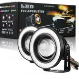 89 MM Turuncu Mercekli Angel Led Halkalı Sis Far Metal Gövde