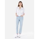 896 Maria Mom Fit Yüksek Bel Düz Paça Mavi Kadın Pantolon Cl1069225