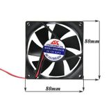 8Cm Kasa Fanı Siyah 80 x 80 x 25Mm Kasa Soğutucu Fan Sessiz
