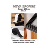 8cmx200cm 1 Adet Yapışkanlı Meva Siyah Lambiri Model Çıta Süpürgelik Tablo Tavan Koruyucu Kenar Çıta Siyah