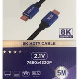8K Ultra HD 2.1V 7680x4320p Çözünürlük Destekli 5mt Hdmi Kablo