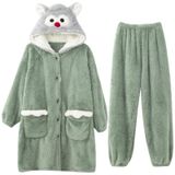 8KLANMMQ Pijama Kışlık Pijama Kapüşonlu Kadın Pijama Kalın Pijama Mercan Polar Gecelik Flanel Gecelik Yarasa (8953lv Large)