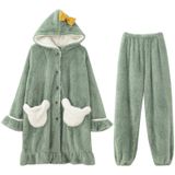8KLANMMQ Pijama Kışlık Pijama Kapüşonlu Kadın Pijama Kalın Pijama Mercan Polar Gecelik Flanel Gecelik Yarasa (8954 Medium)