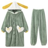 8KLANMMQ Pijama Kışlık Pijama Kapüşonlu Kadın Pijama Kalın Pijama Mercan Polar Gecelik Flanel Gecelik Yarasa (8955lv Medium)