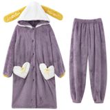 8KLANMMQ Pijama Kışlık Pijama Kapüşonlu Kadın Pijama Kalın Pijama Mercan Polar Gecelik Flanel Gecelik Yarasa (8955zi XX)