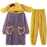 8KLANMMQ Pijama Kışlık Pijama Kapüşonlu Kadın Pijama Kalın Pijama Mercan Polar Gecelik Flanel Gecelik Yarasa (8956zi XX)