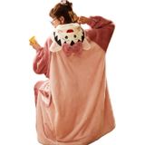 8KLANMMQ Pijama Kışlık Pijama Kapüşonlu Kadın Pijama Kalın Pijama Mercan Polar Gecelik Flanel Gecelik Yarasa (9010 XX)