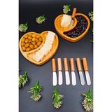 8'li Ahşap Bambu Sunum ve Çerezlik Seti, Bal, Balık Yağı, Çikolata Sürme Bıçağı - Antrasit