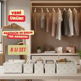 8'li Çekmece Dolap Içi Düzenleyici Kutu Raf Set Bebek Eşyası Çocuk Odası Banyo Organizer/fiyonk - Beyaz