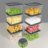 8'li Derin Mikrodalga Uyumlu Organizer Set Düzenleyici Gıda Erzak Saklama Kabı 1100ML Antrasit