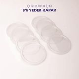 8'li Emaye Kase Çerezlik, Kahvaltılık, Reçellik, Zeytinlik, Sunumluk Kapakları 8cm