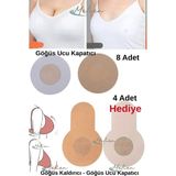 8’li Göğüs Meme Ucu Kapatıcı + 4’lü Push-Up Göğüs Kaldırıcı Koruyucu Sütyensiz Ped Bez Bant Seti