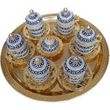 8'li Gold Nazar Boncuklu Lokumluk Kahve Fincanı Set - 12 Adet - 1 lt