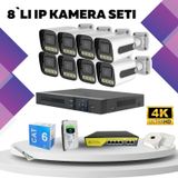 8'li Güvenlik Ip Kamera Seti - 4mp Dış Mekan Kamera, 3.6mm Lens,