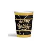 8'Li Karton Bardak Gold Yaldızlı Happy Siyah M347