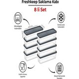 8'li Saklama Kabı 1,3 Litre Derin Dondurucu Mikrodalga Uyumlu - Gri