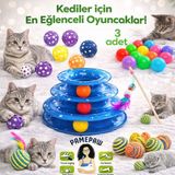 8'li Set: Sarma Topu+3'lü Renkli Top+oyun Topu Tüylü + Kedi Oltası+3 Katlı Oyuncak +çıngıraklı Top