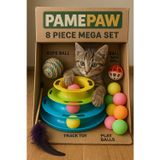 8'li Set: Sarma Topu+4'lü Renkli Top+Kedi Oltası+3 Katlı Oyuncak +çıngıraklı Top