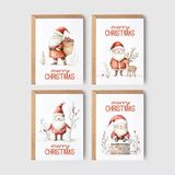8’li Yılbaşı Noel Baba Kartpostal Seti, Mutlu Yıllar Kartı, Yeni Yıl Kartları