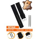 8mm-10mm-12mm-14mm-16mm-18mm-20mm kadın saatleriyle uyumlu hakiki deri saat kordonu kayışı l04mk-b - 16 mm - Siyah