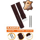 8mm-10mm-12mm-14mm-16mm-18mm-20mm kadın saatleriyle uyumlu hakiki deri saat kordonu kayışı l04mk-k - 18 mm - Koyu Kahverengi