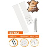 8mm-10mm-12mm-14mm-16mm-18mm-20mm kadın saatleriyle uyumlu hakiki deri saat kordonu kayışı l04mk-w - 20 mm - Beyaz