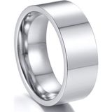 8mm Geniş Düz Model Parlak Çelik Alyans Erkek Kadın Unisex Yüzük cl28 - Beyaz - 26