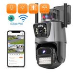 8mp 4K FULL HD Çift Lensi Alarmlı Su Geçirmez Dış Mekan Güvenlik Kamerası