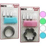8Pcs Pasta Süsleme Seti - 3-Kurabiye Kalıp=Yuvarlak - Çiçek 1-Krema Torbası - 3-Metal+1-Pls.uç (5047)