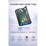 8W Rgb Işıklı Taşınabilir Bluetooth Hoparlör - Suya Dayanıklı Tasarım