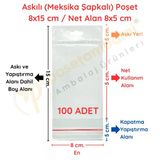 8X15 Cm (Kapalı Hali 8X5 Cm) 100 Adet Askılı Poşet - Meksika Şapkalı Vitrin