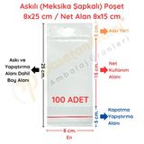8X25 Cm (Kapalı Hali 8X25 Cm) 100 Adet Askılı Poşet - Meksika Şapkalı Vitrin