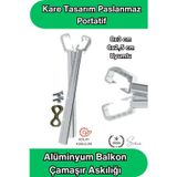 8x3 ve 6x2.5 cm Uyumlu Alüminyum Balkon Çamaşır Askılığı Takılabilir Küpeşte Kurutmalık Kare Boru Uy