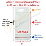 8X30 Cm (Kapalı Hali 8X20 Cm) 100 Adet Askılı Poşet - Meksika Şapkalı Vitrin