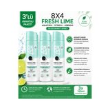8x4 Fresh Lime Deodorant Sprey 150 ml - 48 Saat Koruma - Alüminyum (ACH) İçermez X 3 Adet
